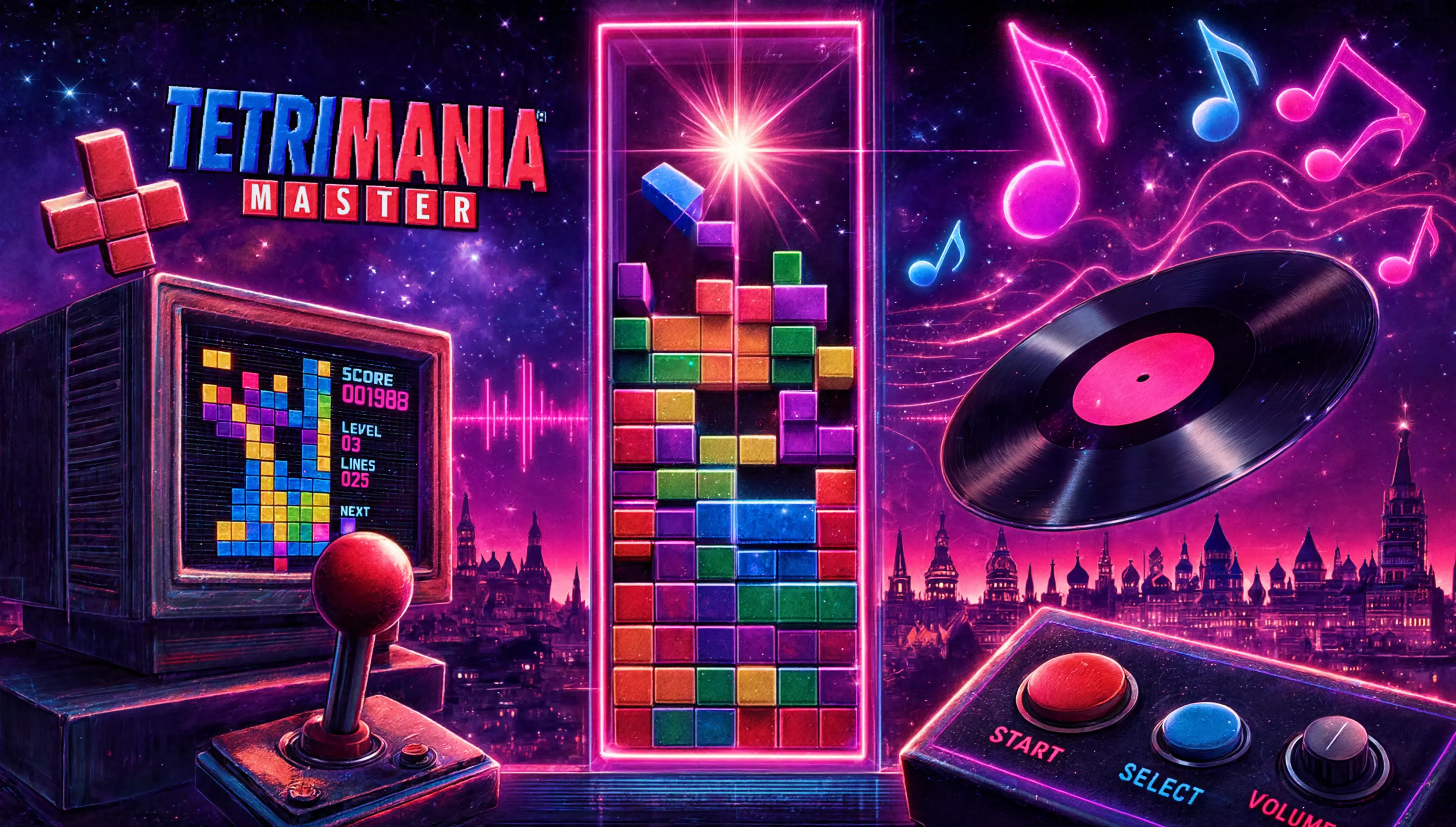 Ekran gry Tetri Mania z wygrywającą kombinacją symboli jako przykład strategii